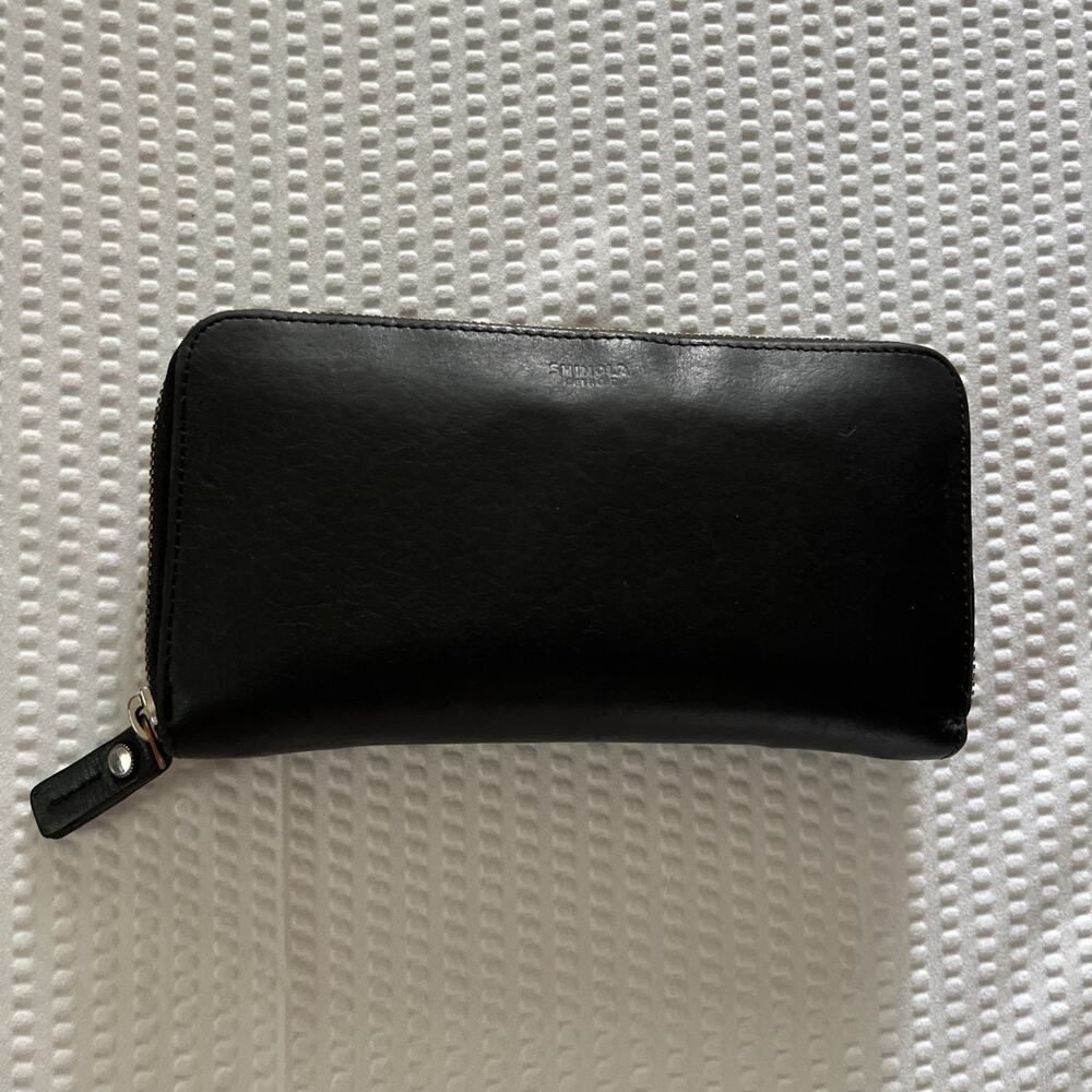 Shinola Detroit Leather Continental Zip Around Women’s Wallet Black Made In USA